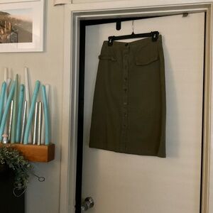 Zara Khaki Button-Down Pencil Skirt